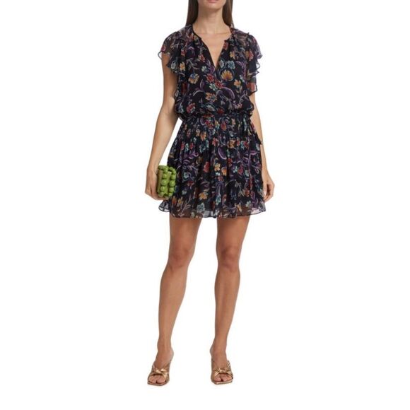 Ramy Brook Averill Ruffled Floral Mini Dress size XXS - Picture 4 of 11